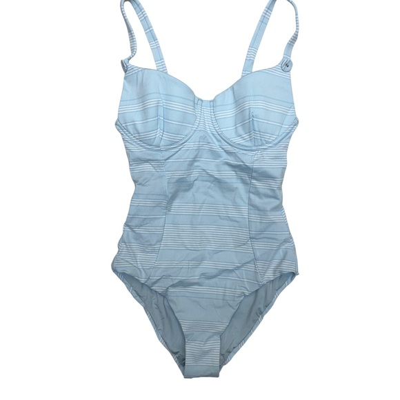 NWT Onia x Theory Blue Stream Pique Stripe Annalise One Piece Swim Suit $195.00